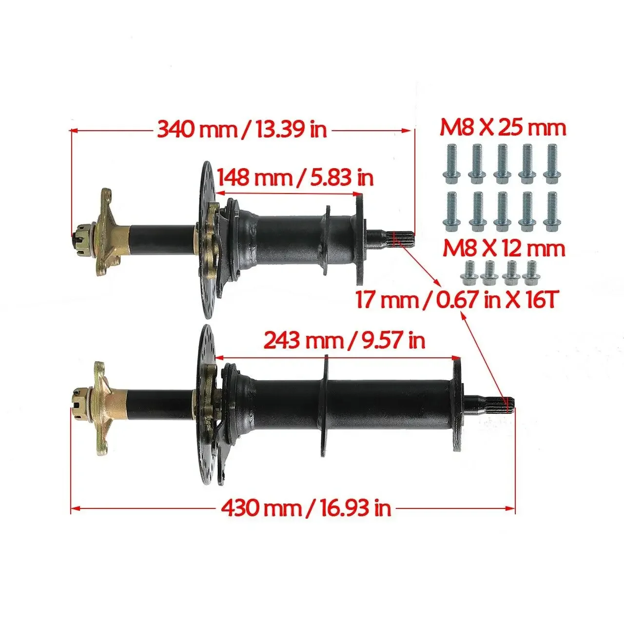 760mm Rear Differential  Axle Kit Brake Disc For Go Kart ATV Quad Buggy Golf Cart Motorcycle Accessories Easy to Install