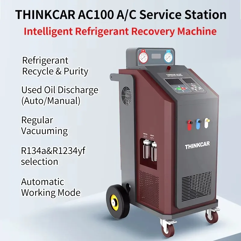 THINKCAR AC100 Car A/C Service Station Intelligent Refrigerant Recovery Filling Vacuuming Refueling Car AC Service Machine