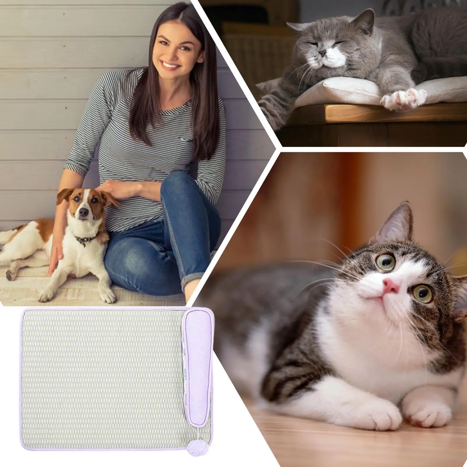 Summer pet Cat Cooling Mat with Pillow Portable Pet Sleeping Rest Napping Accessories for Room Sofa Kennels Outdoor