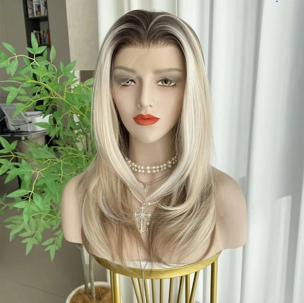 Ash Blonde Brown HD Lace Wig - Small  Blend Highlights Wavy Curly