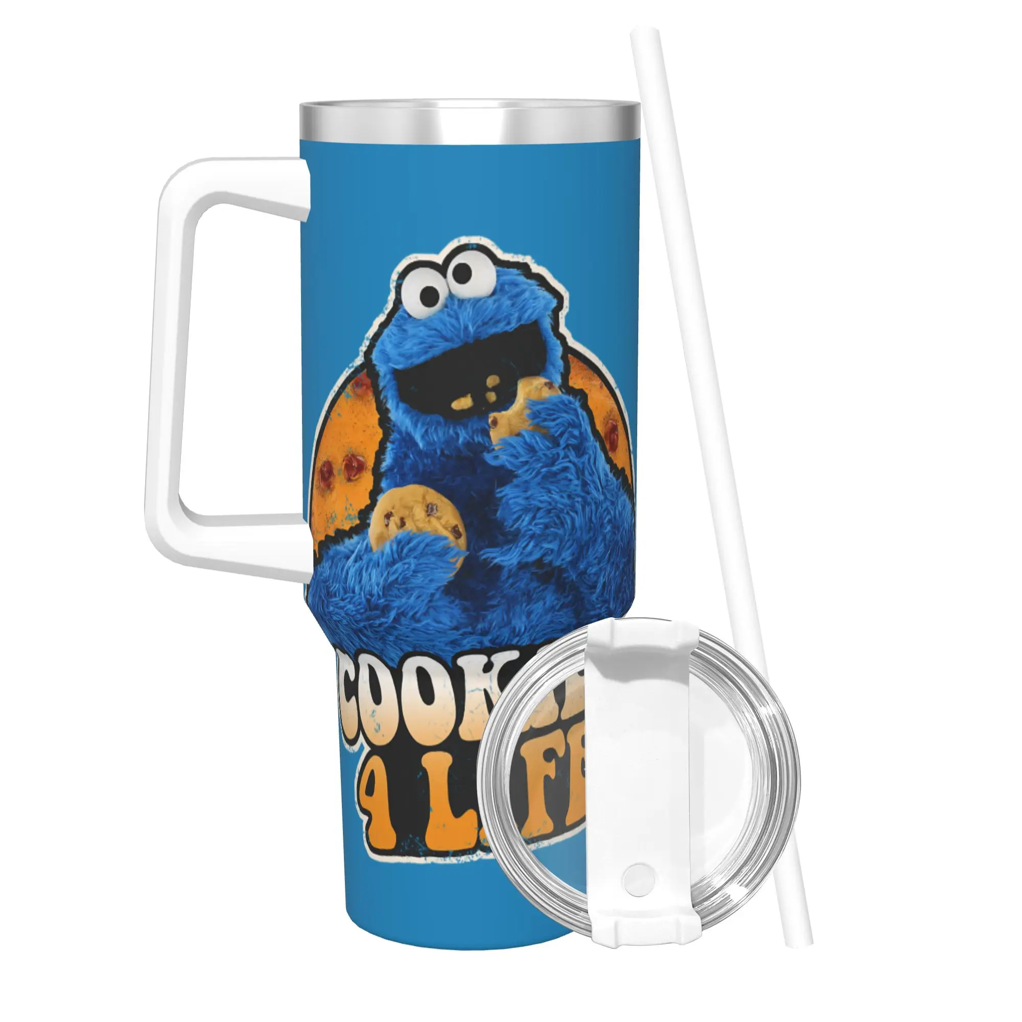 Stainless Steel Tumbler Cookie Monster Cartoon Coffee Mug  Keep Heat Cold Drink Mugs Cup Travelist Water Bottle