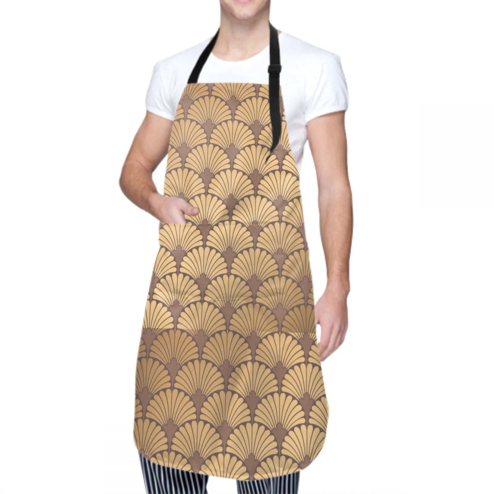 Geometric Waterproof Apron with 2 Pockets Kitchen Chef Apron Colorful Apron for Hair Brushing Cooking Baking Painting Gardening