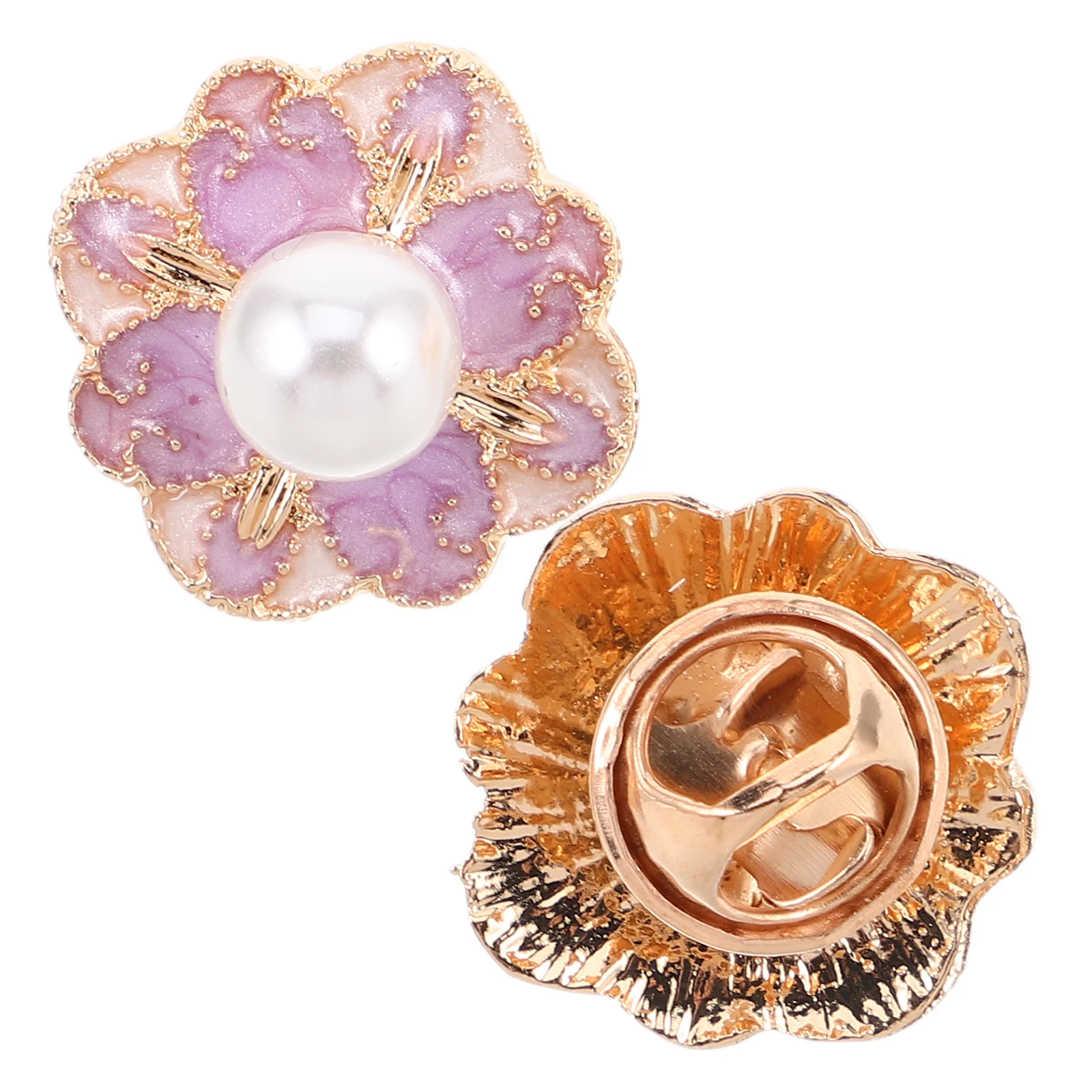 

2 Pcs Flower Brooch Decorative Pin Metal Button Lady Dress Shawl Flowers Enamel Lapel
