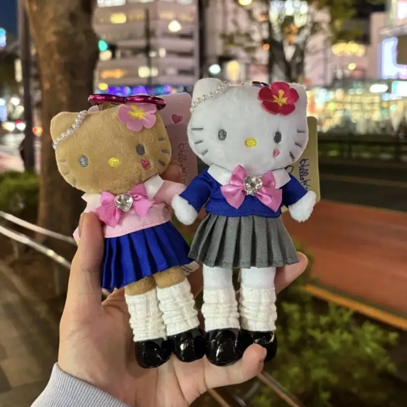 Sanrio Hello Kitty Long Leg College Uniform Sailor Skirt Beaded String Cherry Blossom Headwear Soft Plush Pendant Couple Gift