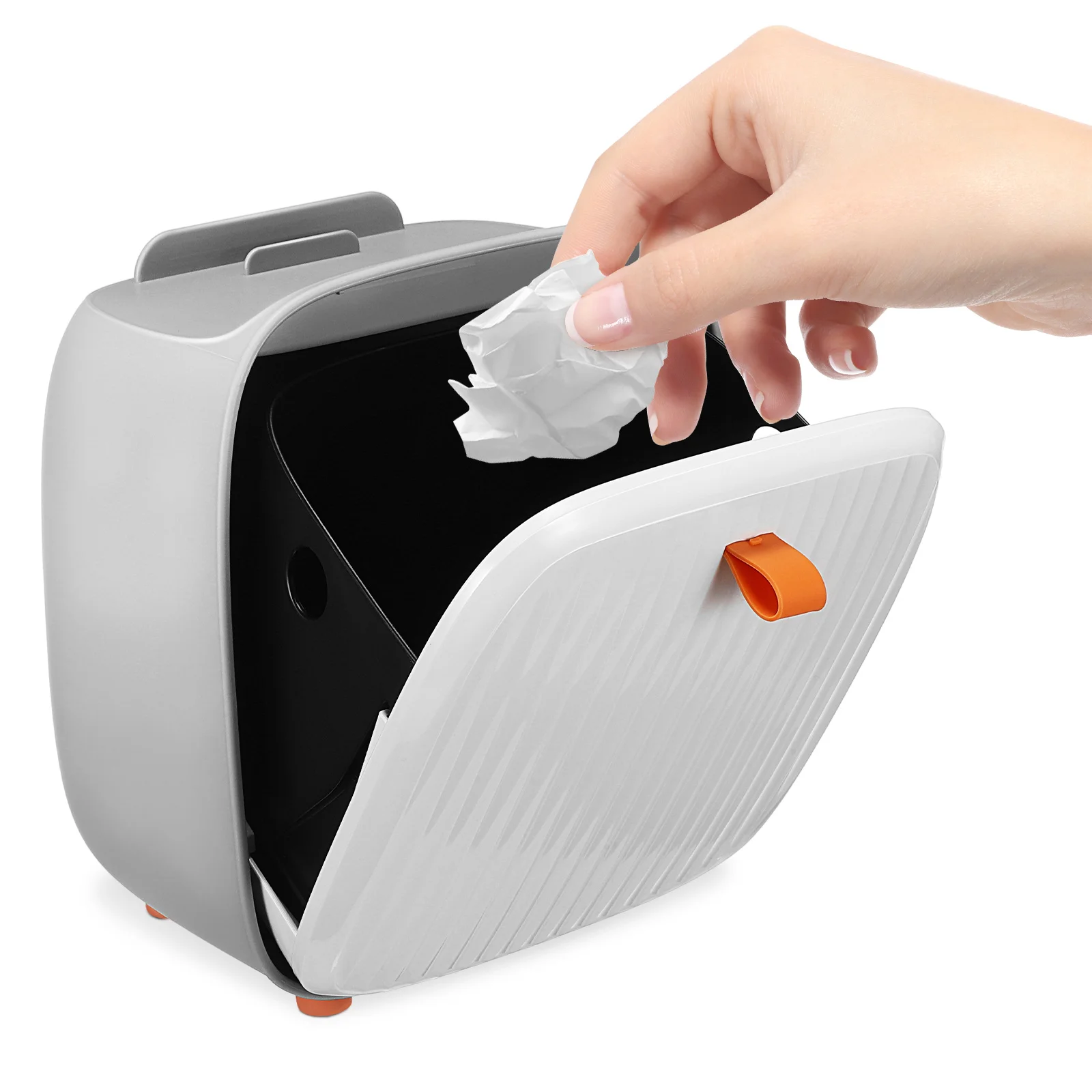 

Mini Desktop Trash Can White Small Removable Basket Tightly Lid Kitchen Bedroom Office Garbage Container Waste Bin Plastic