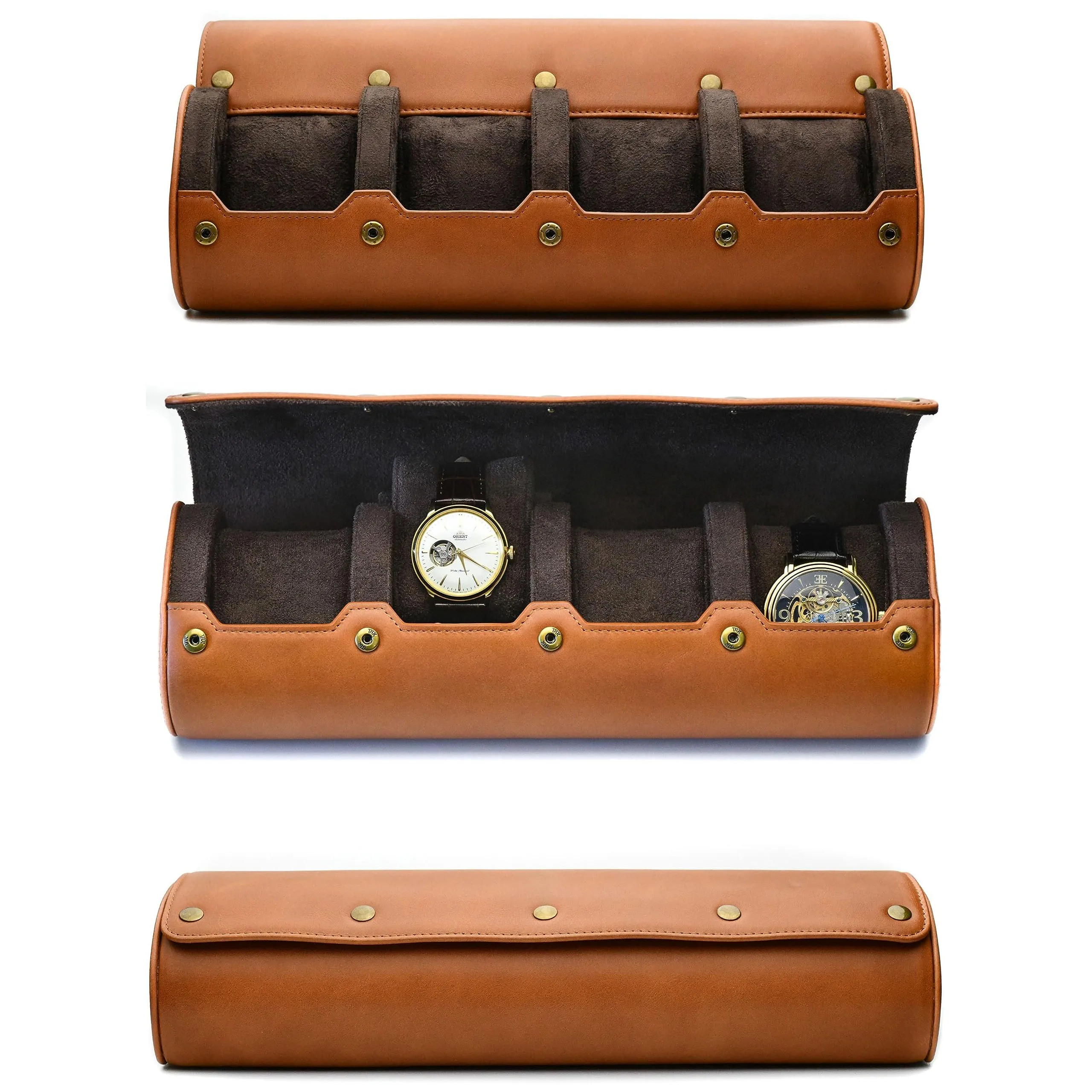 Bekijk reisetui, 6-slot horlogerol reisetui organisator display - PU lederen horlogekast - horloge-organizer voor heren en dames