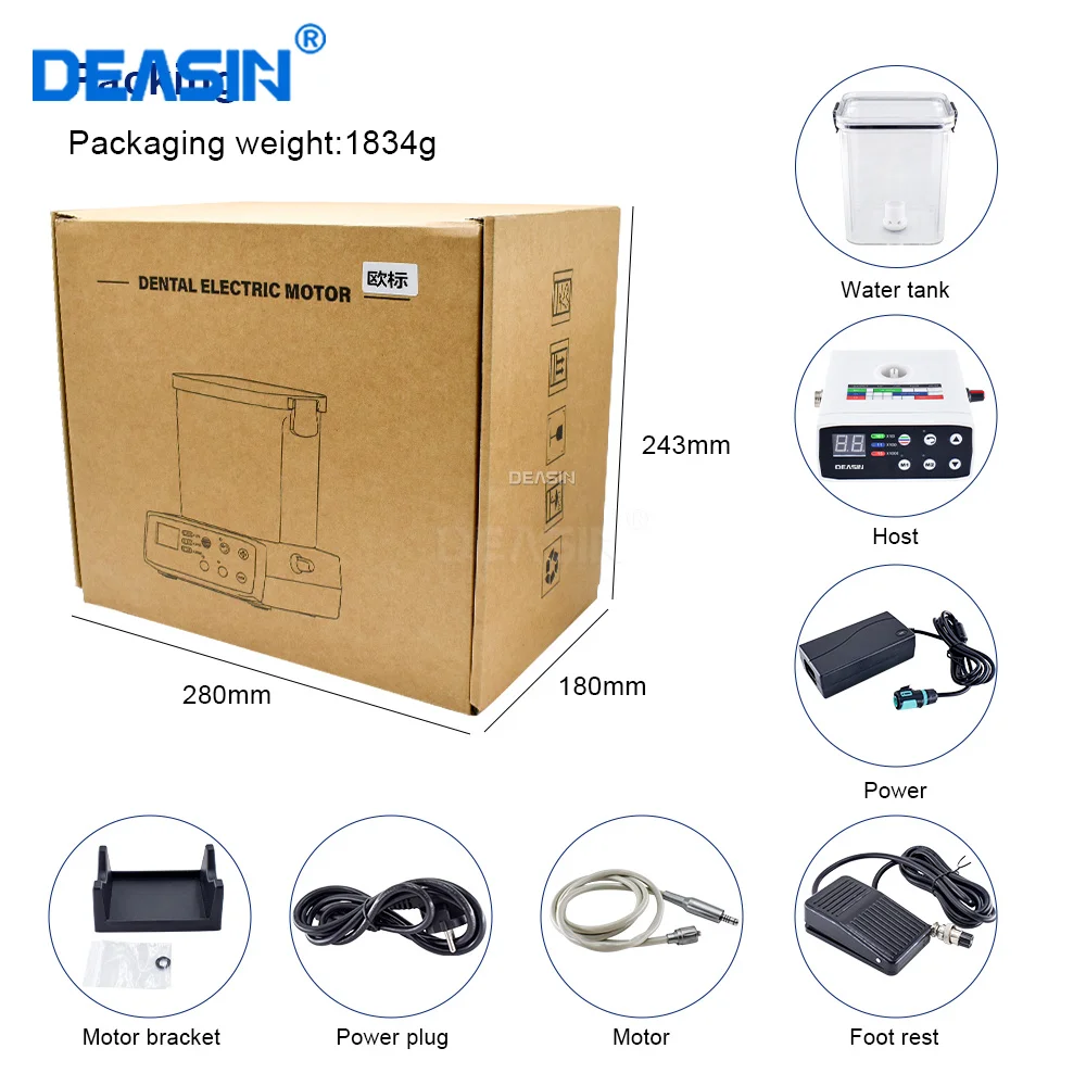 Dental Electric Micro Motor with Water Tank LED Brushless Dental Electric Micromotor Foot Control for 1:1 1:5 16:1 Contra Angle
