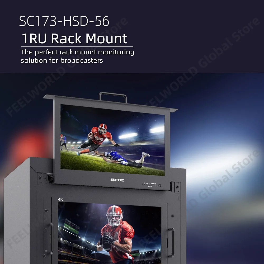 SEETEC SC173-HSD-56 17.3 Inch 1RU Pull Out Rack Mount Monitor Broadcast Director Monitor Full HD 1920x1080 for Post Production