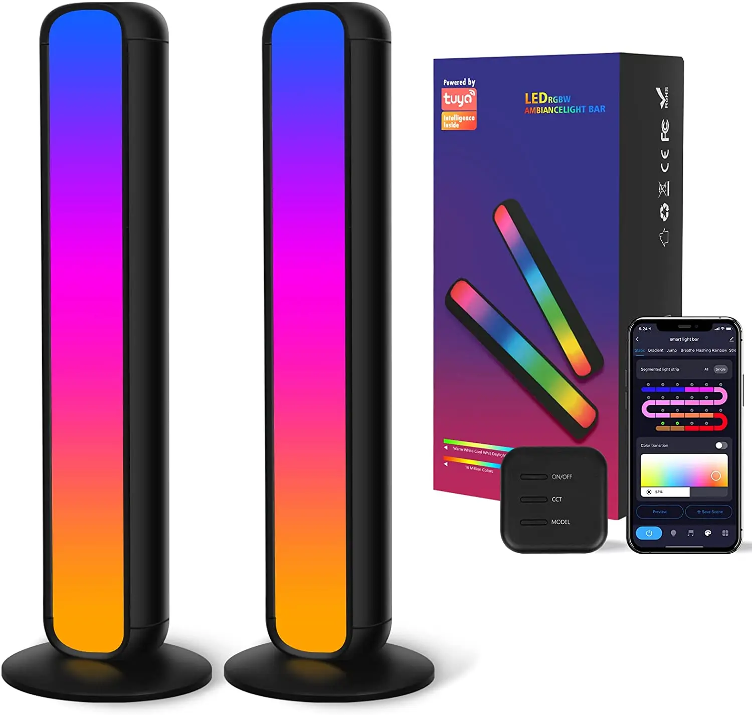 Tuya Smart DesktopRGB Light Bar,16 Million Colors,Dynamic Music Sync Mode,USB Interface（Without Adapter）