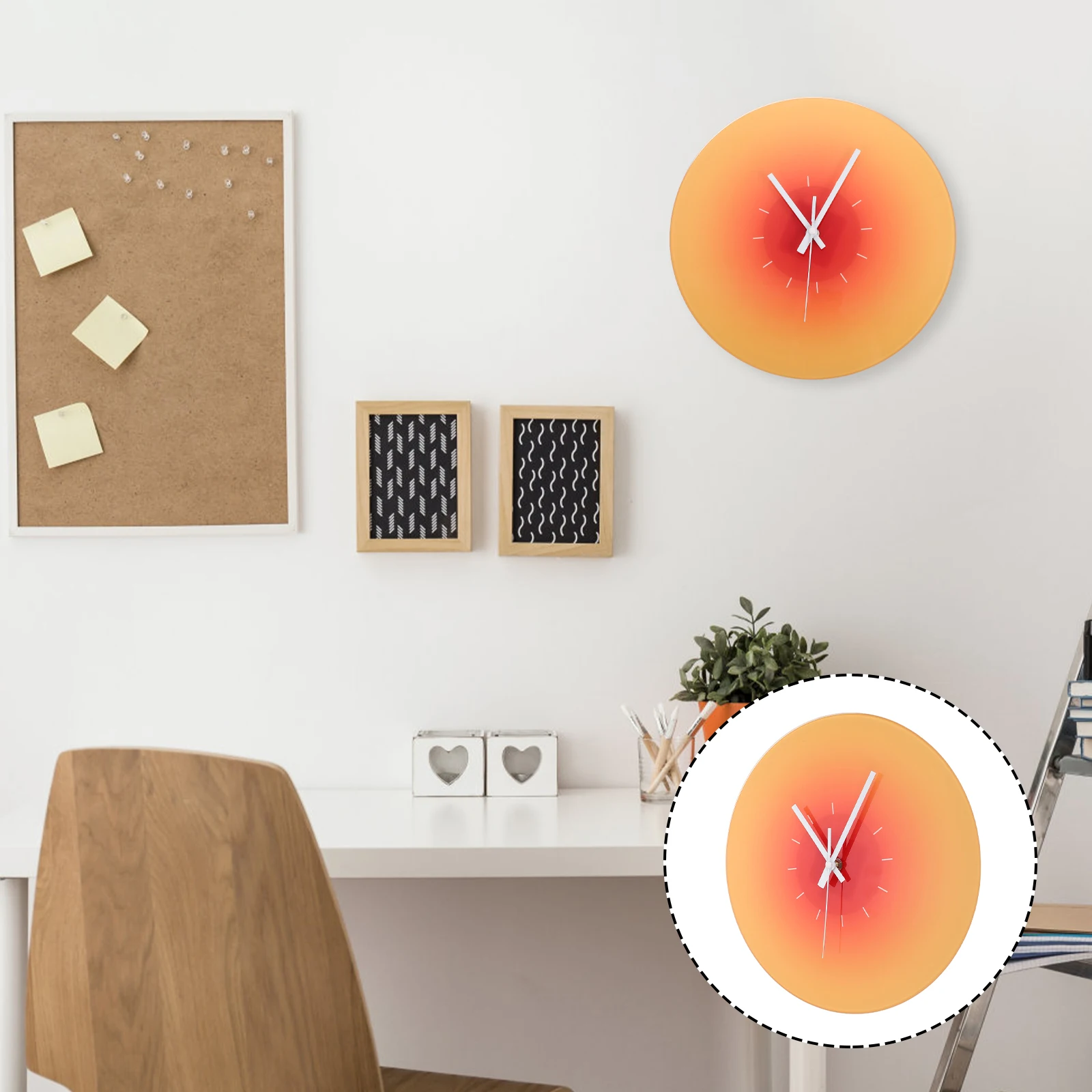 

Gradient Glass Wall Clock for Bedroom Aesthetic Hanging Modern Simple Decor Silent Non-ticking Clocks Vintage