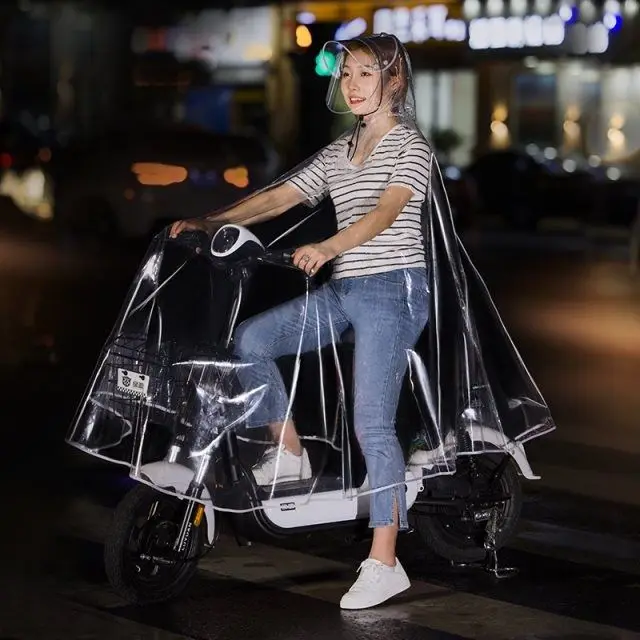 Thickened Fully Transparent Raincoat Electric Bicycle Cycling Male And Female Universal Long Body Raincoat Motorcycle Cloak