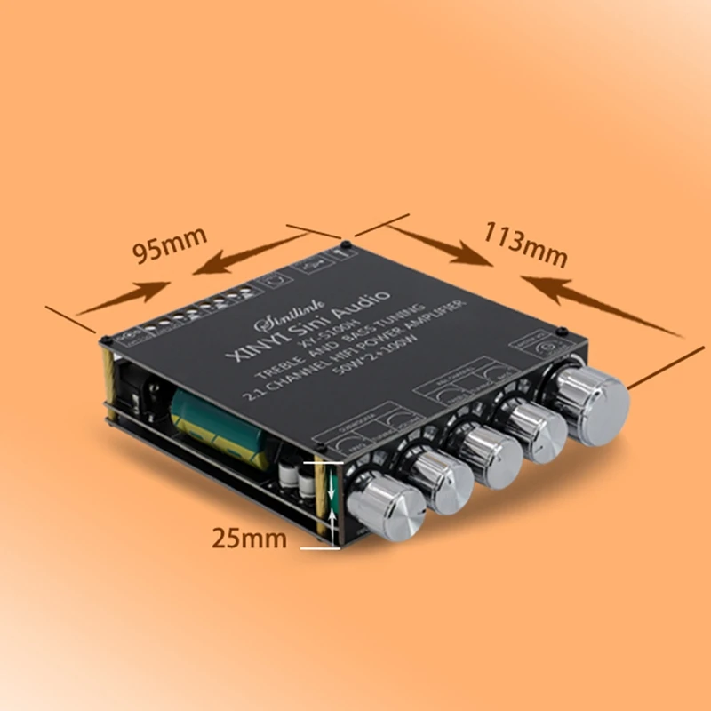 XY-S100H 2.1 Channel Bluetooth Amplifier Board TPA3116D2 50Wx2+100W High-Power BT5.0 Audio Module DC5-26V