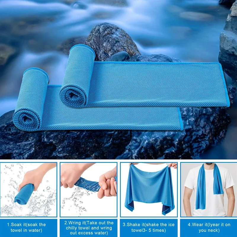 Toalla de hielo refrescante para deportes de secado rápido de microfibra para exteriores, toalla deportiva fría, toalla fresca para Fitness, Camping, 1 ud.