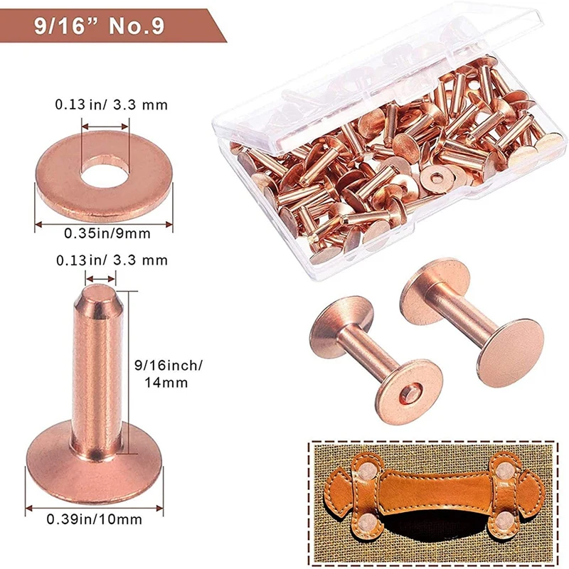 Rivetti e sbavature in rame pelle rivetto in rame perforatore Kit in pelle fai da te per cinture portafogli collari prodotto in pelle