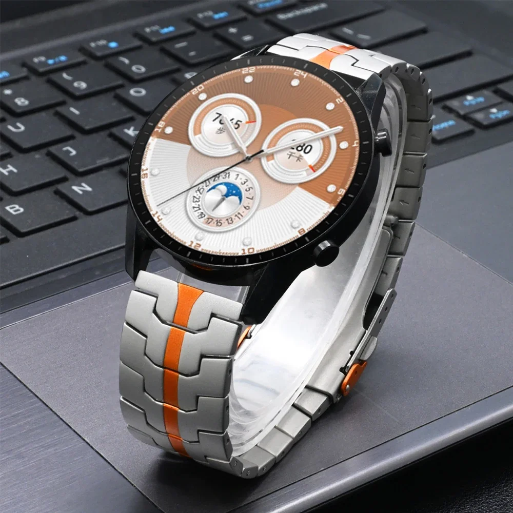 

20 22mm Titanium Bracelet For Huawei Watch GT5 Pro GT4 46mm Luxury Metal Band for Samsung Galaxy FE 7/6/5/4 40mm 44mm Men Strap