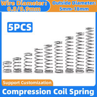 5PCS Wire Diameter 0.8mm/0.9mm Strong Spring Steel 65Mn Compression Spring OD 5mm-18mm Length 20mm~50mm