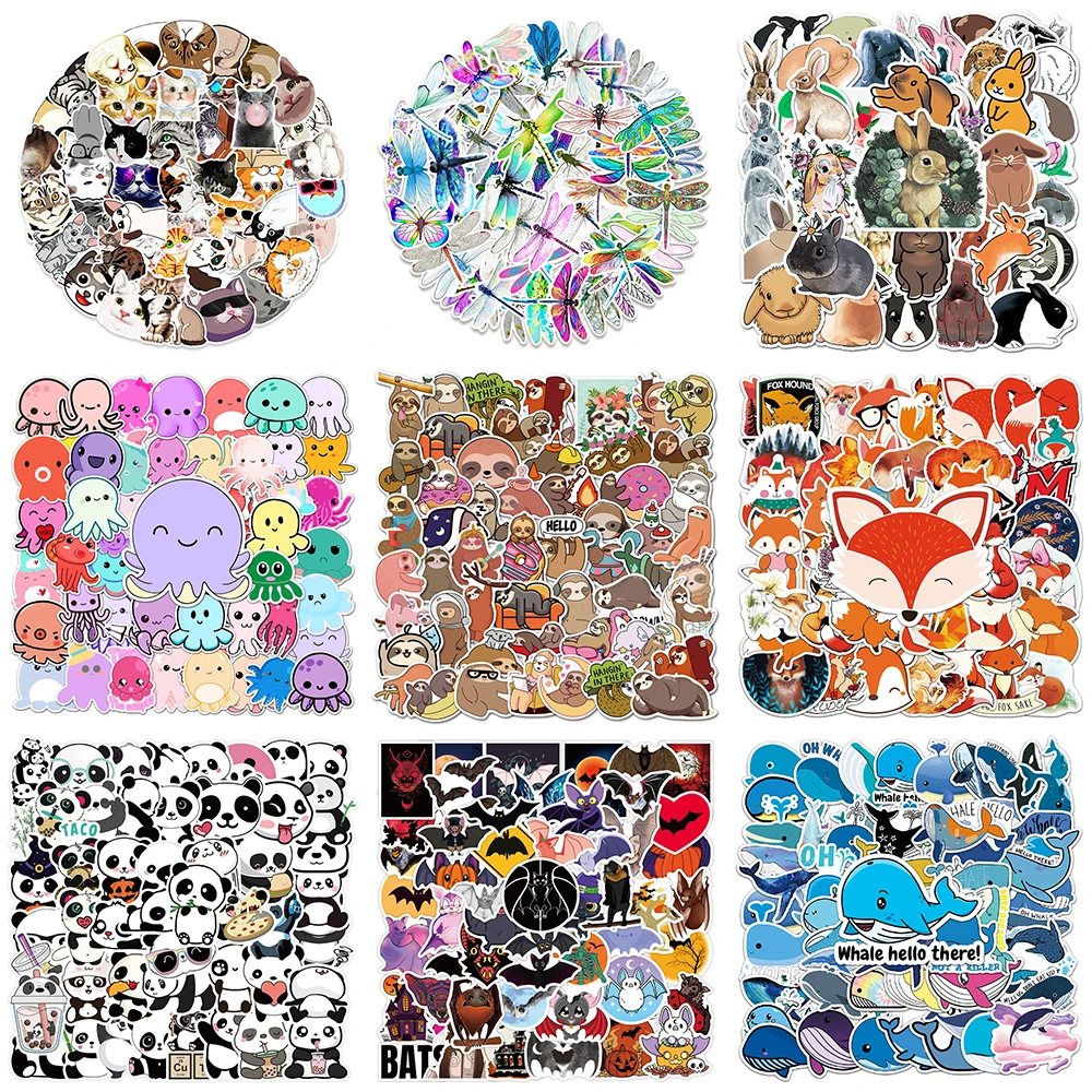 10/30/50PCS Popular Cartoon Animal Stickers Series Cute Whale Graffiti Suitcase Laptop Helmet Refrigerator Decoration Wholesale