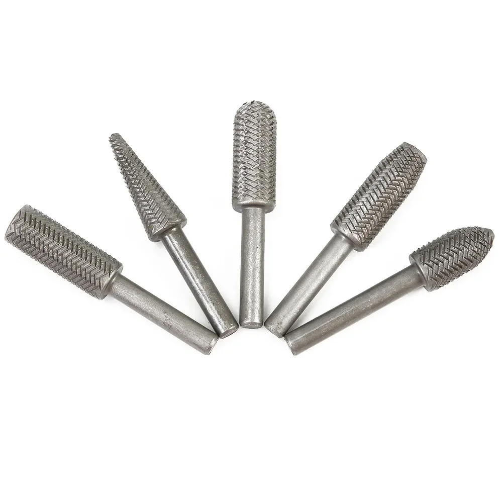 5pcs 6mm Metal Cutter Drill Bits Rotary Bits Rasp For Steel Grinding Carving Rotary Rasp For Use In Milling Filing Shaping