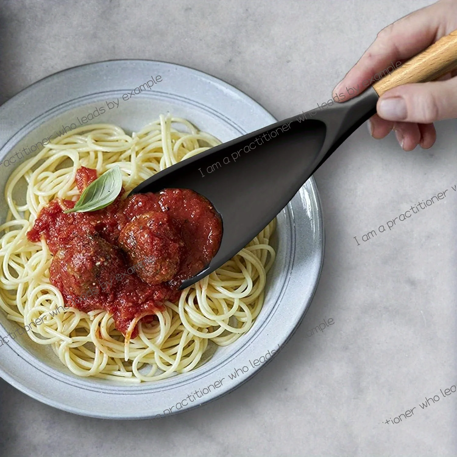 1pc Non stick cooking, silicone stirring spoon, spatula spoon, scraper  black