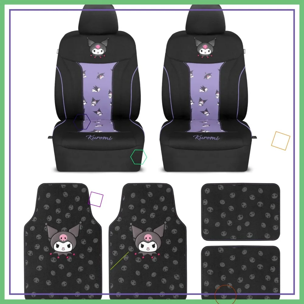 

Cute Black and Purple Car Seat Covers with 4PC Floor Mats - Universal Fit for Cars, SUVs & Trucks