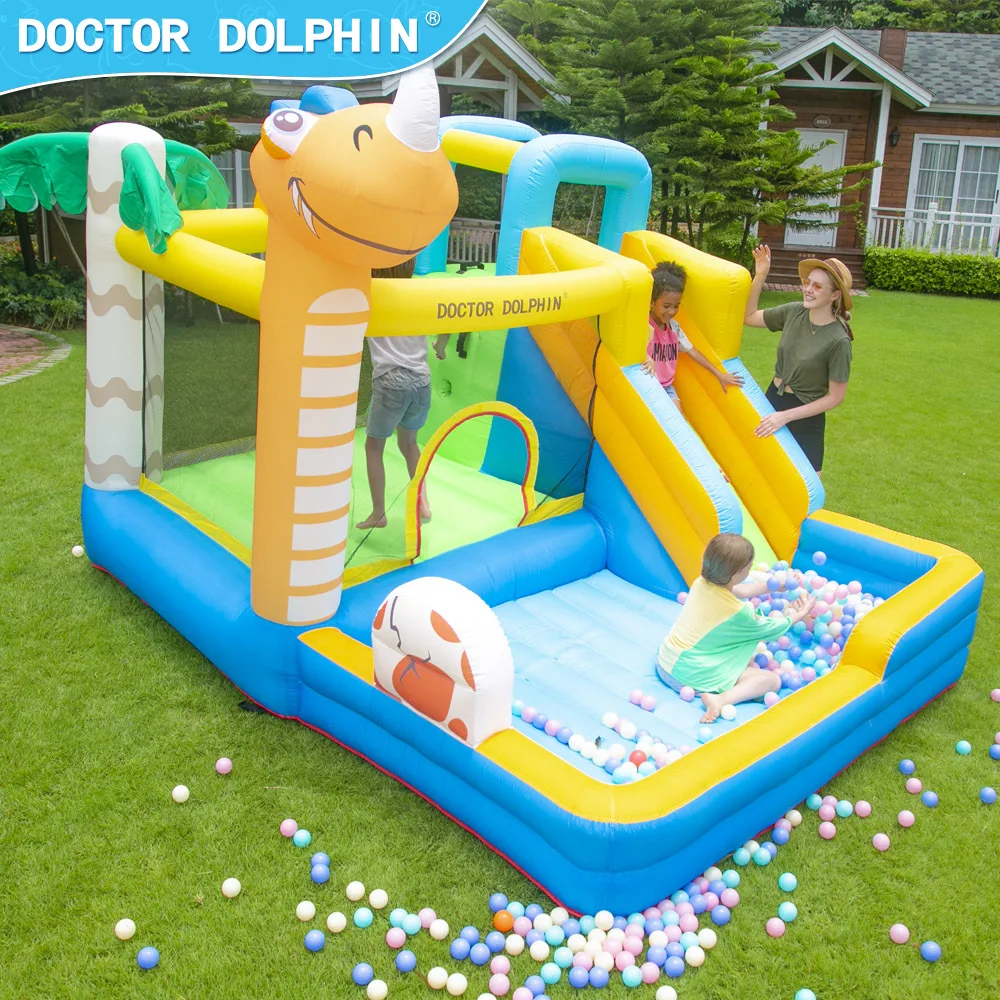 Doctor Dolphin Inflatable Slide Boucy Castle With Ball Bit Inflatable Bouce House Bouncer For Home Use Kids Birthday Gift Toys