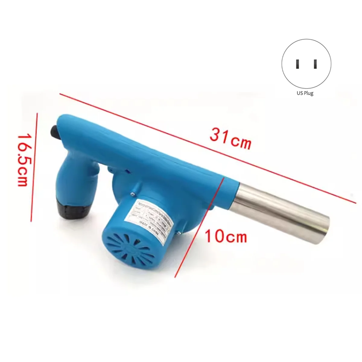 Portable BBQ Fan Grill Turbo Air Blower 5000R 5000MA Rechargeable for Fire Stove Blue US Plug