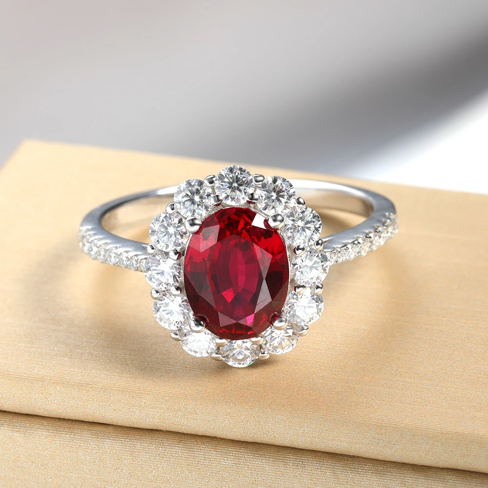 Onnelik 2CT Real Lab Grown Ruby/Canary Yellow/Padparadscha Diamond Ring 925 Sterling Silver for Women Wedding Party Fine Jewelry view 5