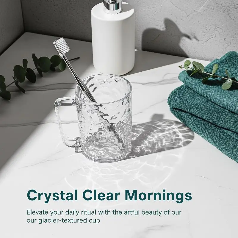 Plastic Toothbrush Organizer Cup with Handle Transparent Holder for Home Hotel Bathroom Use Family Storage