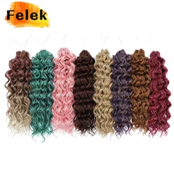 18 24 Inch Curly Crochet Hair Extensions Synthetic Ocean Wave Braiding Hair For African Women Ombre Blonde Pink Blue Hawaii Curl