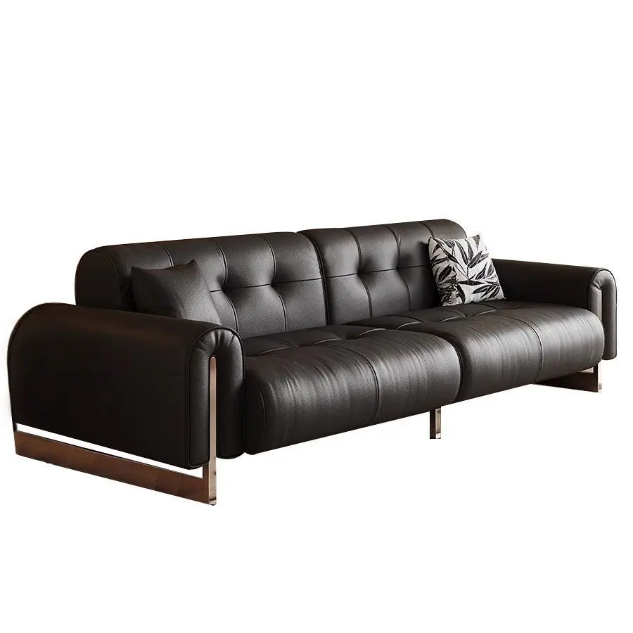 أريكة TTItalian من جلد البقر من الطبقة الأولى أريكة بقرة سوداء كبيرة لغرفة المعيشة شقة صغيرة خفيفة فاخرة أريكة صف مستقيم #1