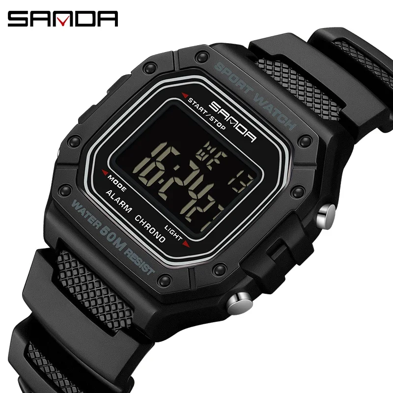 SANDA 2156 Army Dial Led Digital Wristwatches Stopwatches For Male Fashion Mens Watch Military Water Resistant Sport Watches