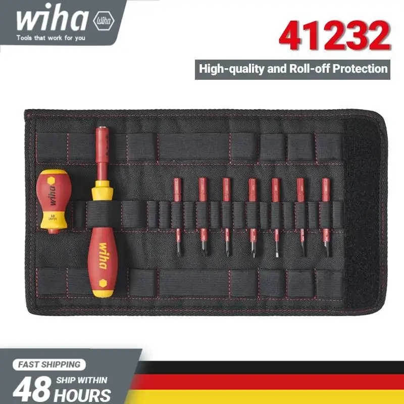 WIHA 41232 9Pcs Insulated Electrician Screwdriver Set with Replaceable Slim Bit