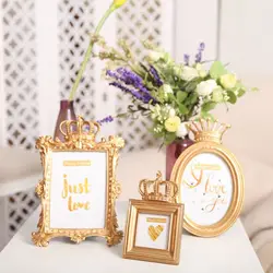 Creative Golden Crown Shape Photo Frame Fashionable Home Resin Photo Frame Ornaments Living Room Study Desktop Small Photo Frame