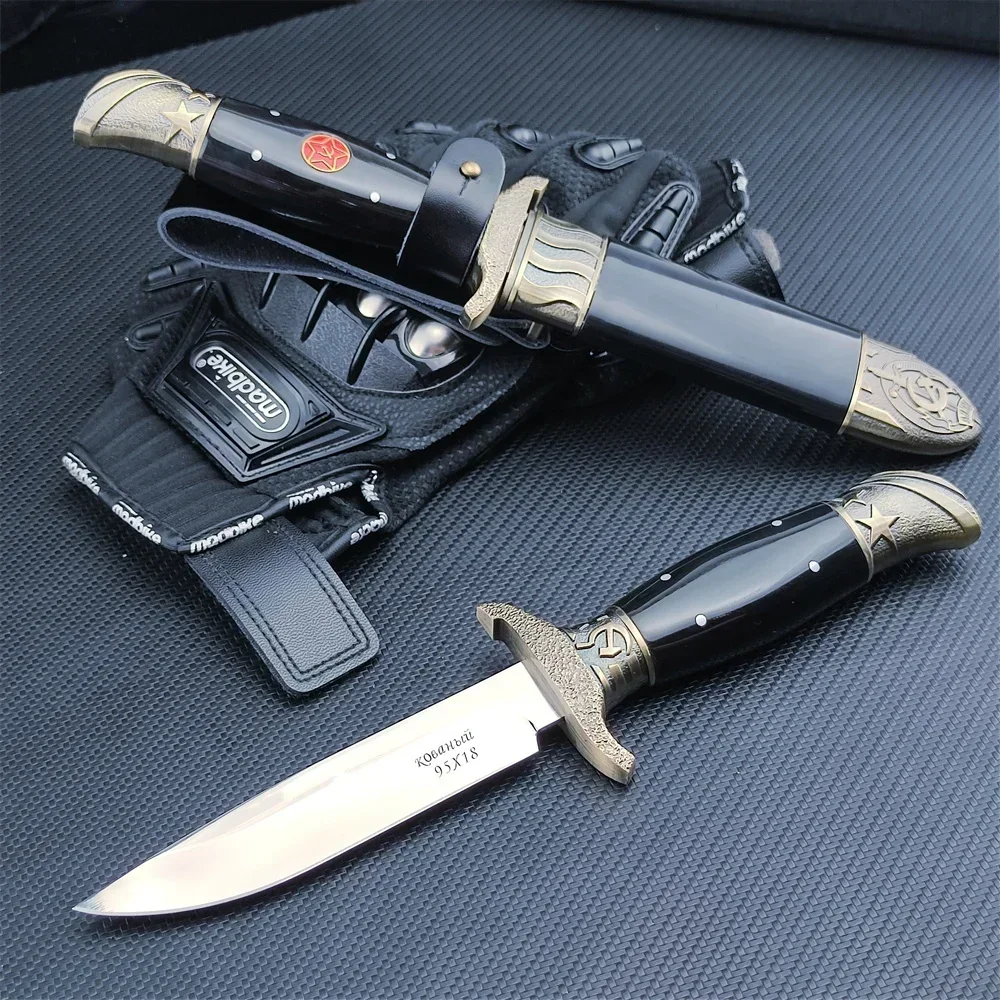 New Russian Ussr Finka NKVD Fixed Blade 7CR13Mov Blade Zinc Alloy & Resin Handle Hunting Knife Military Tactical Full Tang Knife