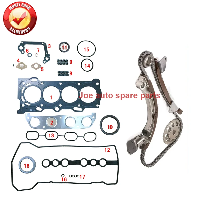 

1zz 1zzfe Engine Full gasket set Engine Timing Chain Tensioner Kit for Toyota Altis/Matrix/Corolla/AVENSIS/Rav4 MR2 1.8L