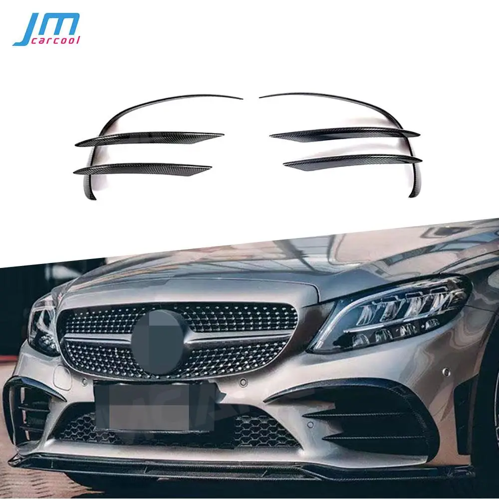 

Carbon Fiber Front Bumper Spoiler Fog Light Trim Tuning Decoration for Benz C Class W205 C205 Sport 2019+ ABS Car Accessories