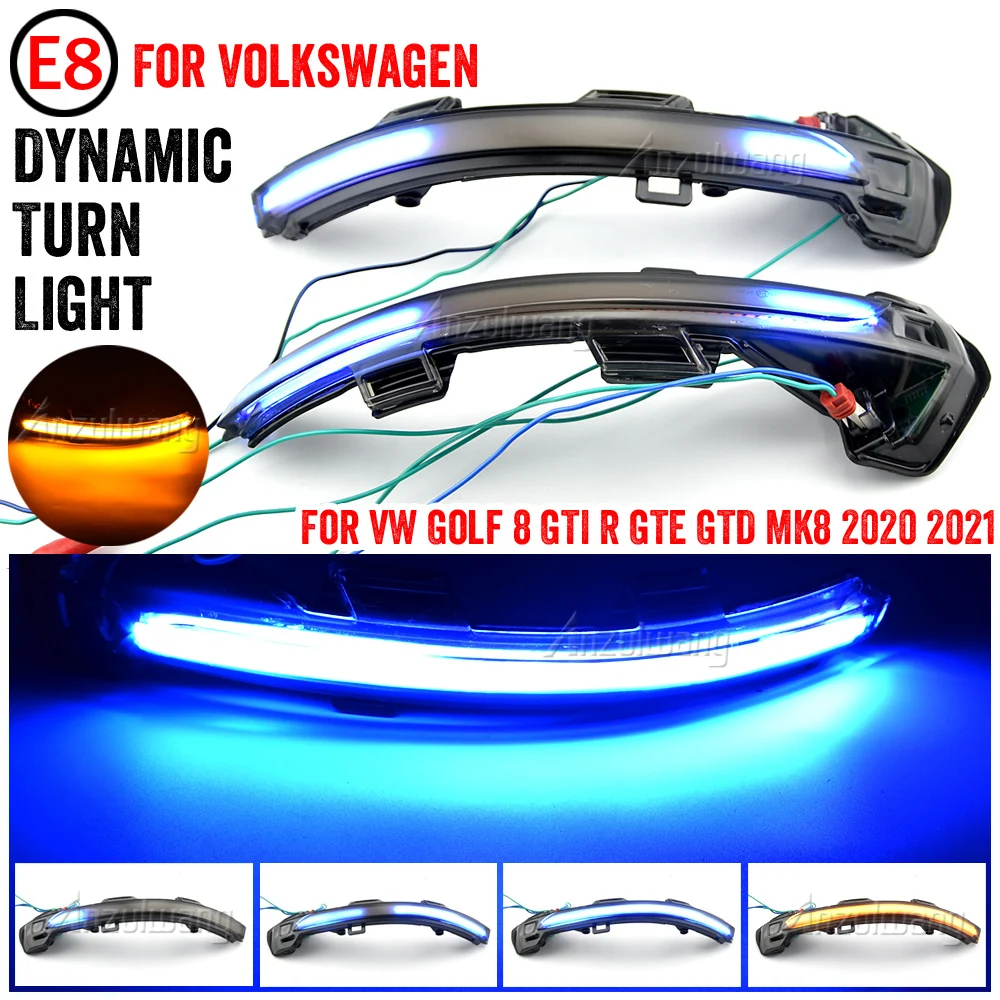 Car Accessories 2PCS Dynamic Turn Signal Lights LED Side Mirror Indicator Blinker Light for Volkswagen VW Golf 8 MK8 2020 2021