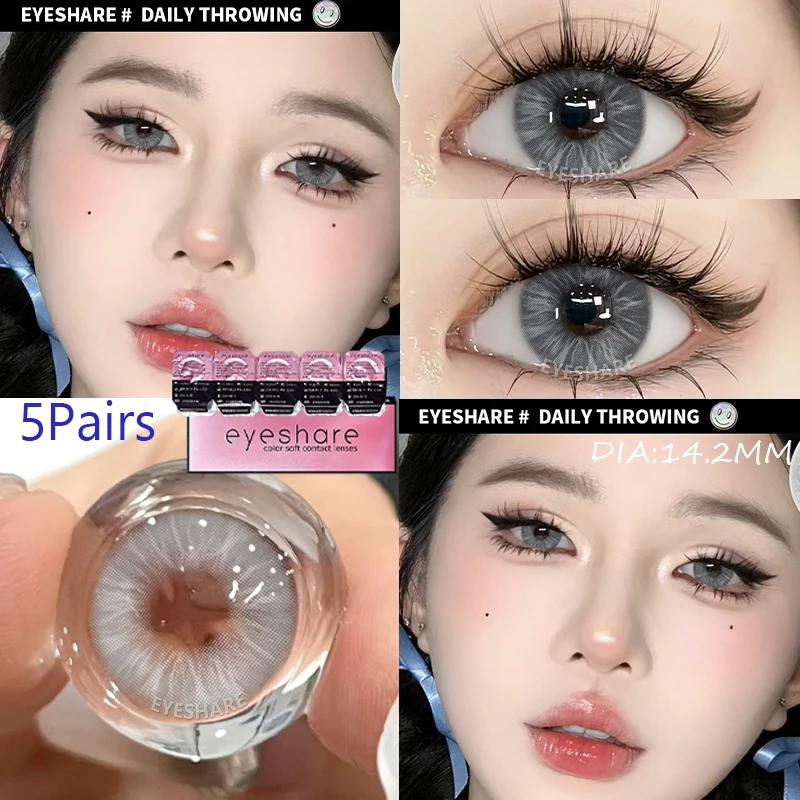 EYESHARE 5Pair Color Contact Lenses for 1 Day Daily Lens Blue Contacts Daily Disposable High Wearing Comfort Brown Lenses 10Pcs