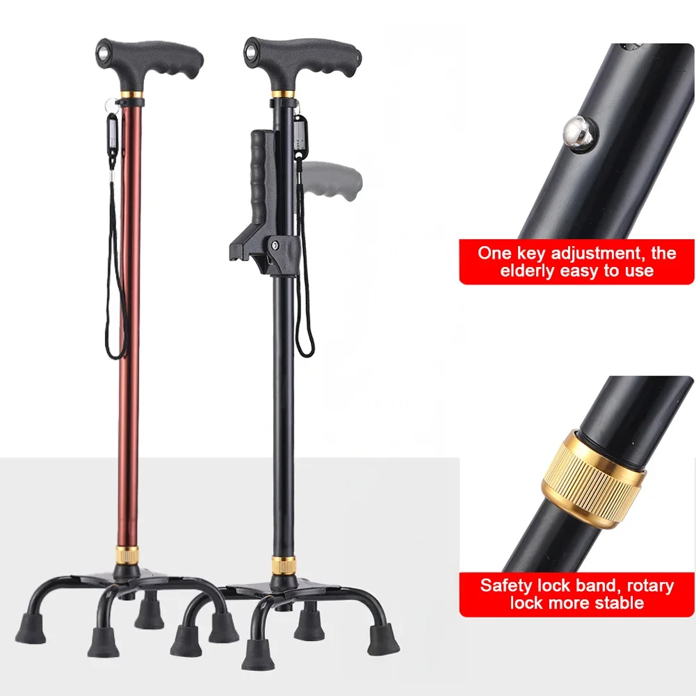 Multifunction Walking Stick For The Elderly With Led Light Aluminum alloy Crutch Non-slip Lightweight Cane mobility aids