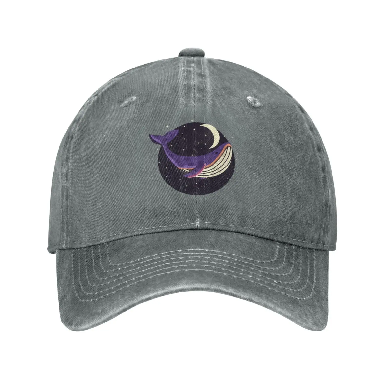 Gorra de béisbol de ballena en el espacio con Luna y estrellas para hombres y mujeres, sombrero de camionero Vintage, sombreros de Golf, sombrero de papá