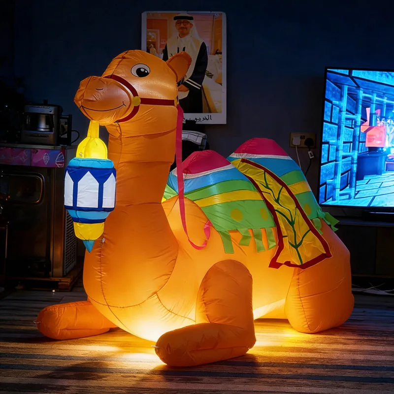 New Muslim Islamic Ramadan Inflatable Toy LED Decor Airblown Outdoor Yard Garden Eid Mubarak Fasting Celebrate Holiday Ornament
