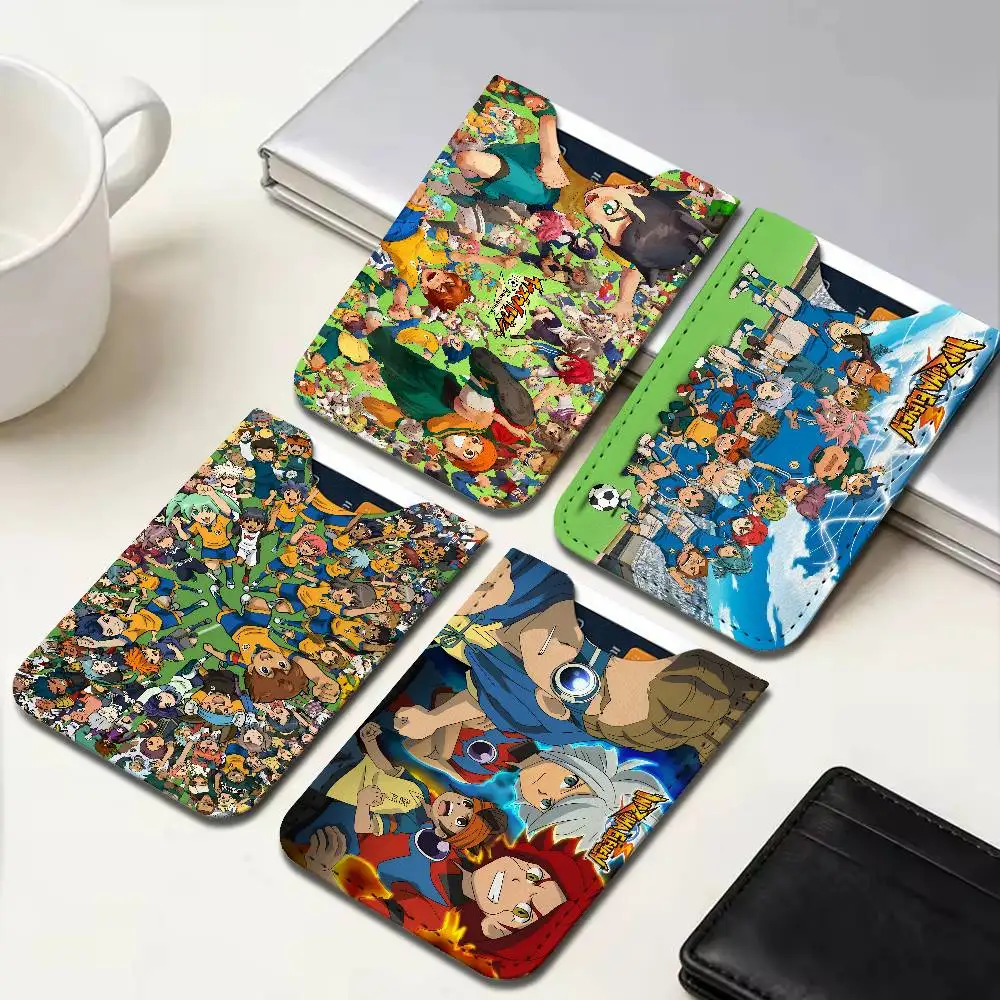I-Inazuma E-Eleven Anime Ultra-Thin Mini Leather Card Holder Wallets for Men Women Lightweight Soft Genuine Leather Credit Card