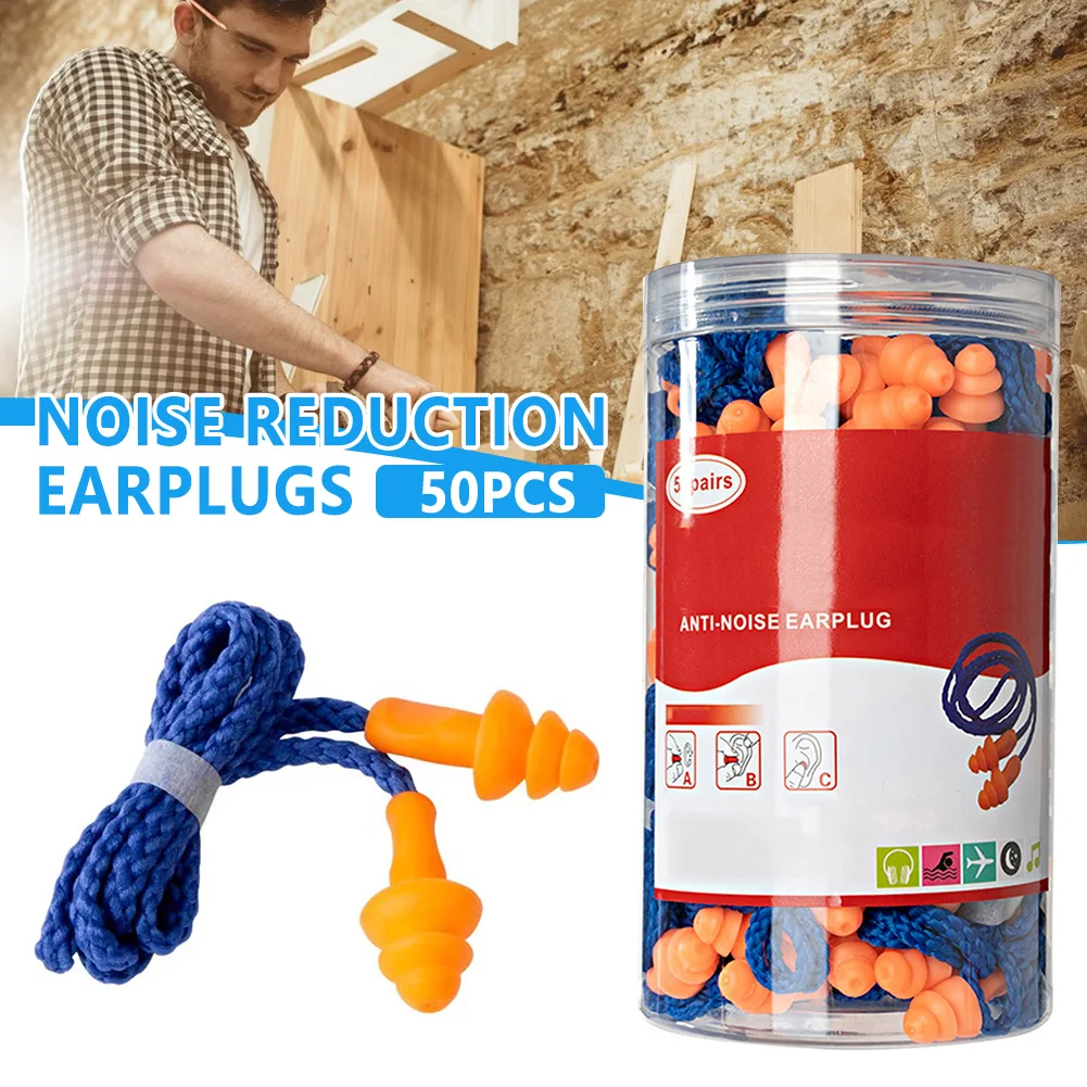 

50 Pairs Christmas Tree Shape Earplugs With Rope Anti-Noise Dormitory Nap Earbuds For Daily Using Sleeping For Student Study