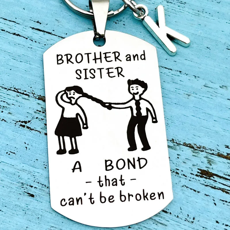 Funny Sister and Brother Keychain Birthday Gift for Sister Brother Graduation Gift for Brother Little Sister Big Brother