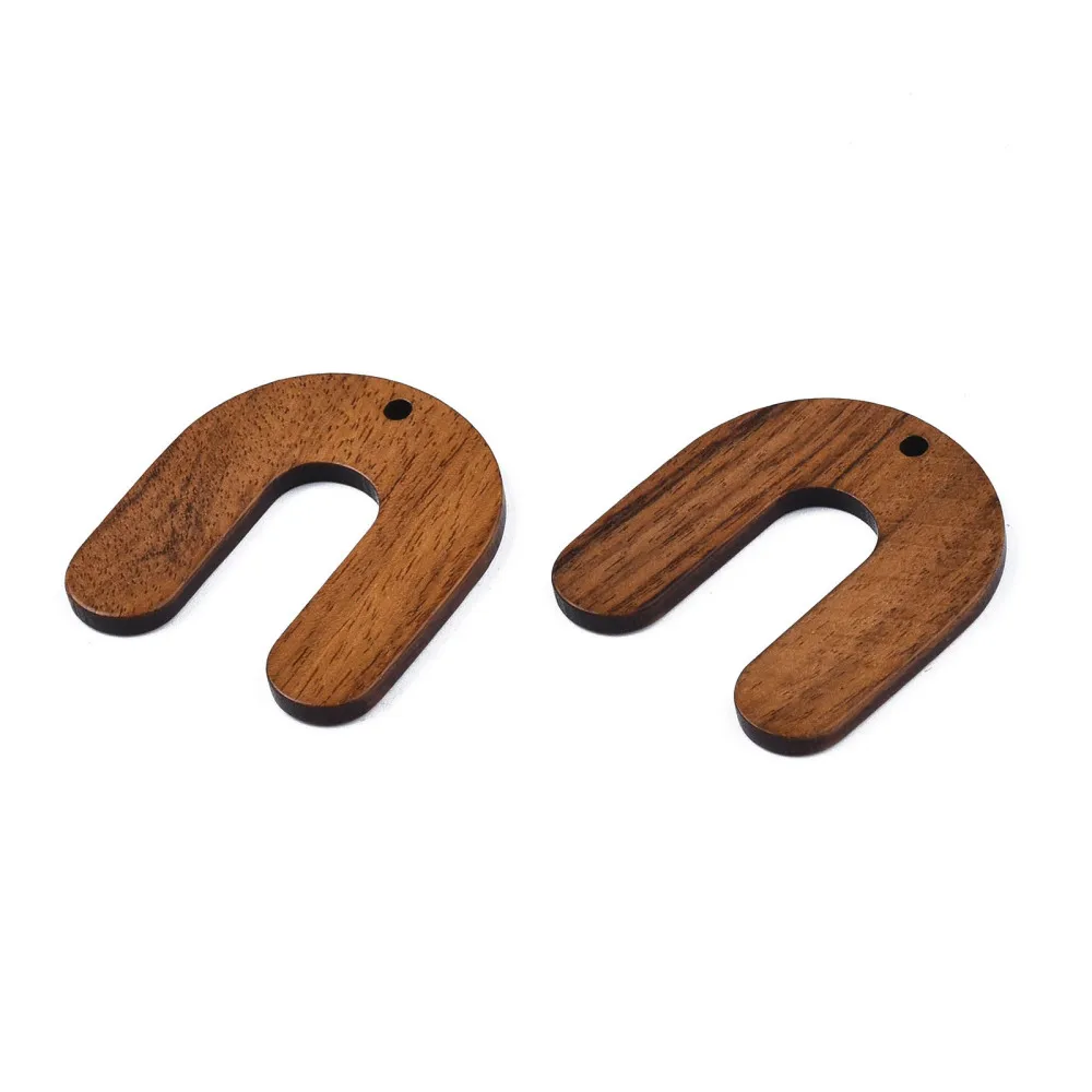 50Pcs Walnut Wood Pendants Saddle Brown Natural Wooden Charms Links Connectors for Jewelry Making Earrings DIY Supplies Findings