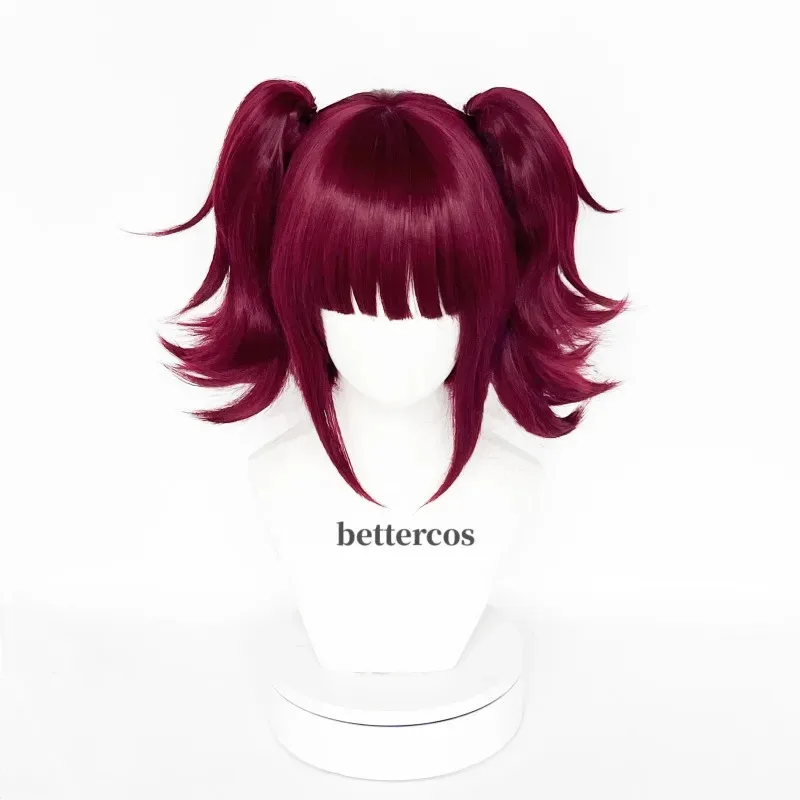 Mey Rin Black Butler Mujeres Doble Cola Vino Rojo Anime Cosplay Peluca Sintética Resistente Al Calor Wigsx;3, v'6.f;9,