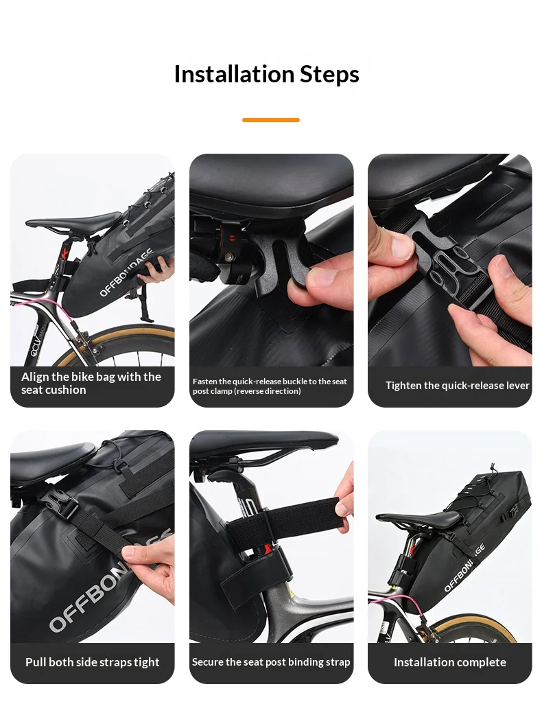 OFFBONDAGE 20L Wasserdichte Fahrradtasche Große Kapazität Fahrrad-Satteltasche Radsport-Hecktasche MTB Faltbare Gepäcktasche Rennrad-Tasche – Detail 11
