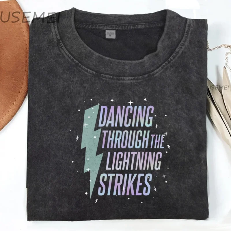 أوباليت فتاة الإستعراض تي شيرت الرقص من خلال البرق ضربات تي شيرت المرأة TS الجرافيك المحملة Wahshed موضة خمر الحفل تيز