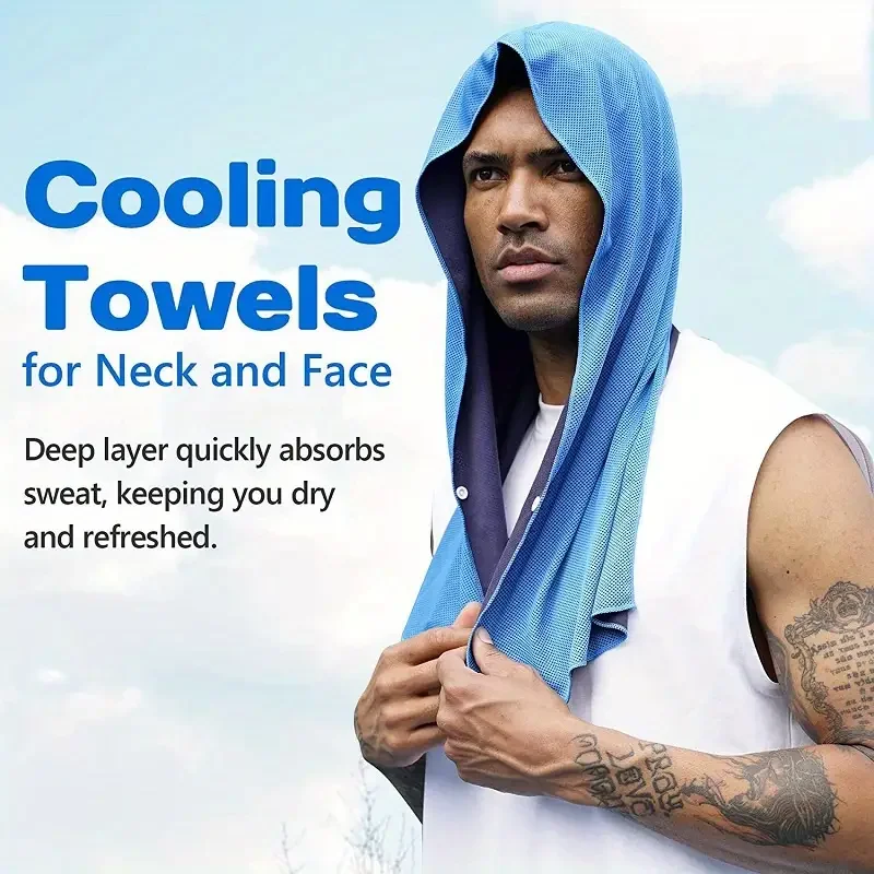 Cooling Hoodie Towel Beach Camping Gym Building Sun Protection Quick Drying Sports Cooling Towel Headband view 2