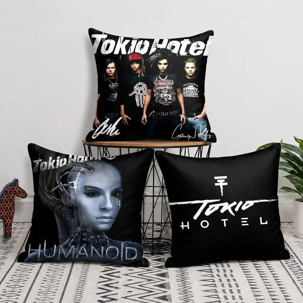 T-Tokio Hotel ROCK Band Cushion Cover Silky Short Plush Invisible Zipper Dustproof Sofa Pillow Case For Home Decor